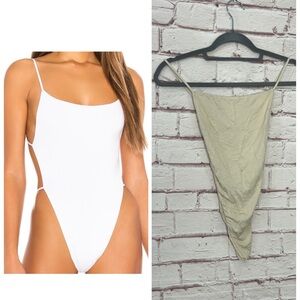 DNA Solid String Back Bodysuit in Beige Like New Size 1/Small